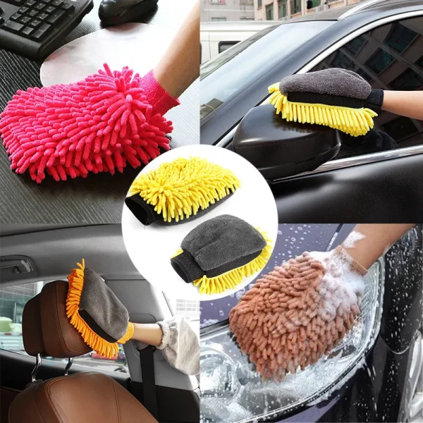 Chenille Car Wash Gloves Microfiber Wipe Car Sponge Scratch Free Car Wash Cleaning Coral Velvet Double-Sided Car Cleaning Tool - Image 4