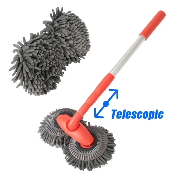 Car Mop Washer Foam Wash Chenille Brush Windscreen Roof Window Cleaning Maintenance Stretching Handle Set Auto Care Accessories - Image 2