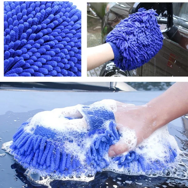 Chenille Car Wash Gloves Microfiber Wipe Car Sponge Scratch Free Car Wash Cleaning Coral Velvet Double-Sided Car Cleaning Tool - Image 2