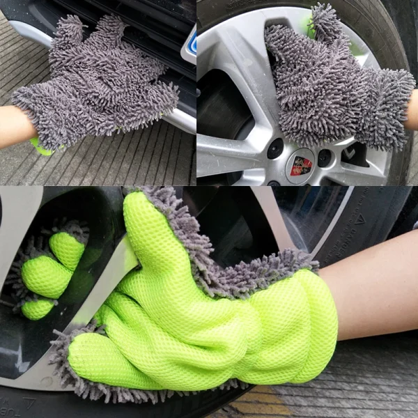 Chenille Car Wash Gloves Microfiber Wipe Car Sponge Scratch Free Car Wash Cleaning Coral Velvet Double-Sided Car Cleaning Tool - Image 5