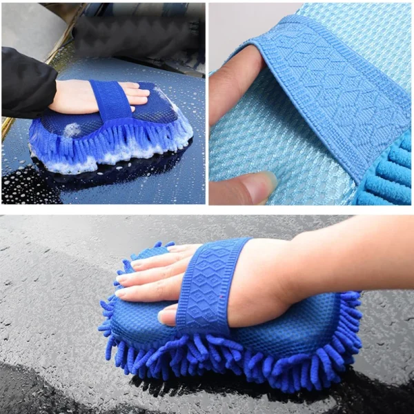 Chenille Car Wash Gloves Microfiber Wipe Car Sponge Scratch Free Car Wash Cleaning Coral Velvet Double-Sided Car Cleaning Tool - Image 3